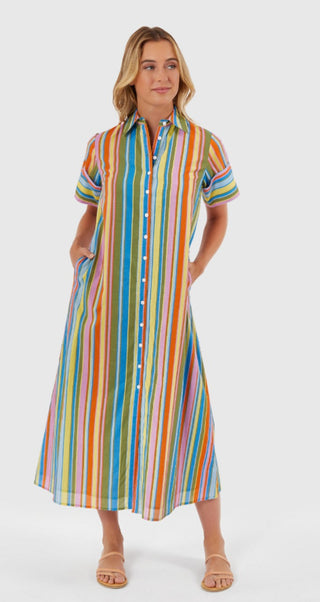Gibbons Dress - Chartreuse Stripes