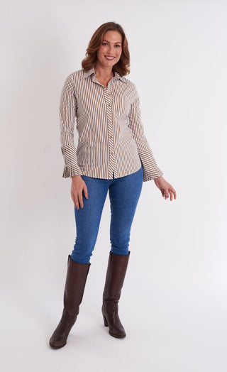 Brooks Shirt Taupe Stripe