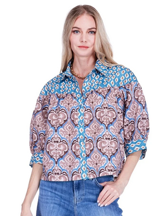 Round Yoke Blouse Persian Gate