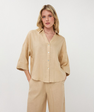 Blouse Turn up Linen