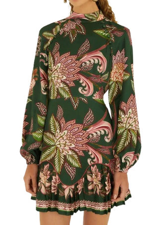 Arabesque Paradise Floral Green Mini Dress