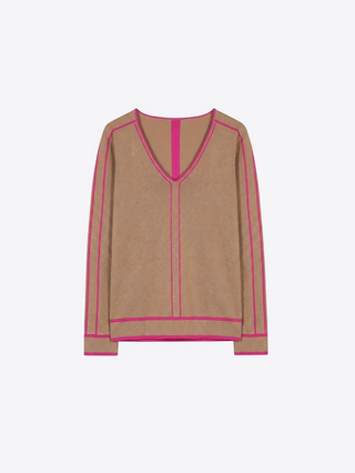 Camel Jersey With Fuchsia Piping