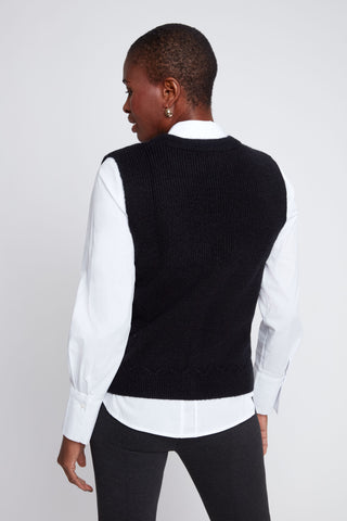 Leopard tie sweater vest Black