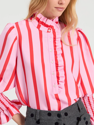 Rose Red Stripe Ruffle Collar