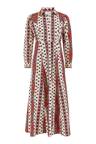 Classic Shirtdress - Crimson Mosaic