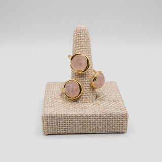 Triple Ring Stone Pink Rose Quartz
