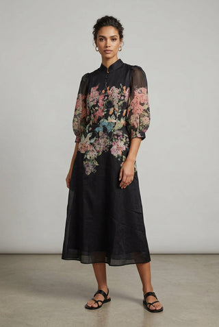 Stand Collar A-Line 50" Dress