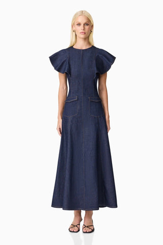 Bree Denim Midi Dress Deepblue