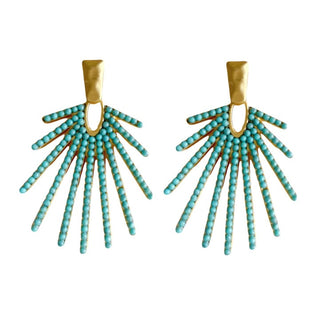 Turquoise Sunburst Statement Drop Earrings