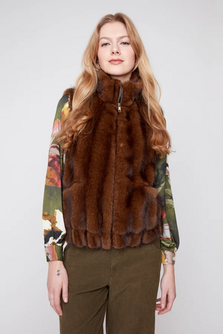 Knit faux fur vest