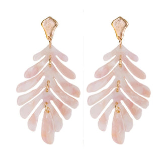 Pink Petite Palm Statement Drop Earrings
