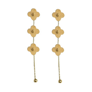 Gold Clover Duster Drop Earrings
