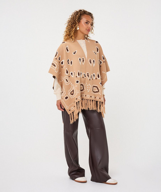 Poncho print-sand