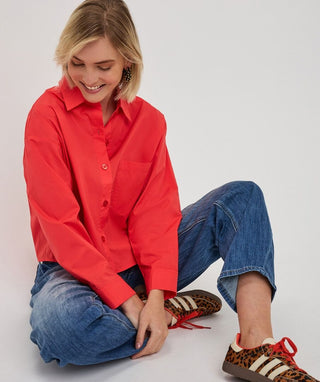 Blouse Cropped Folded Cuff