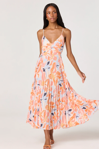 Blythe Dress Orange Blue Floral