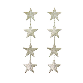 Silver star duster drop statement earrings