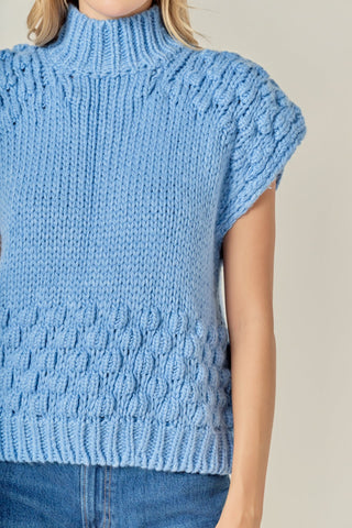 Bubble Knitdown Sleeveless Sweater Blue