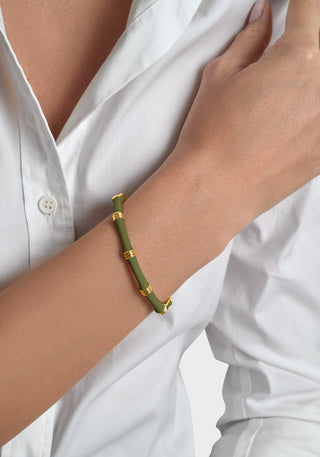Bamboo Enameled Hinged Bangle
