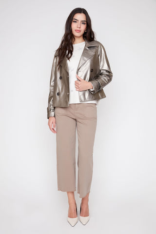 Double Breasted Faux Leather Jacket