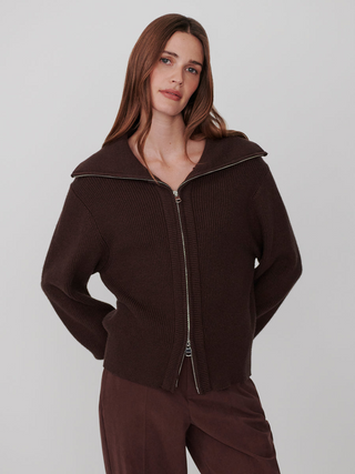 Enrico knit jacket-coffee bean