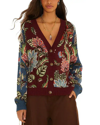 Mixed Delhi Floral Knit Cardigan - XXS