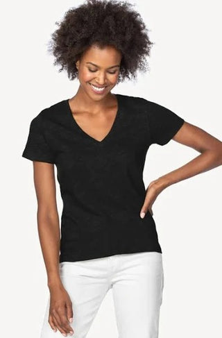 V-neck Short Sleeve Back Seam Tee