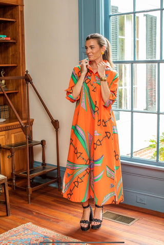 Estate Orange Shirt Dress