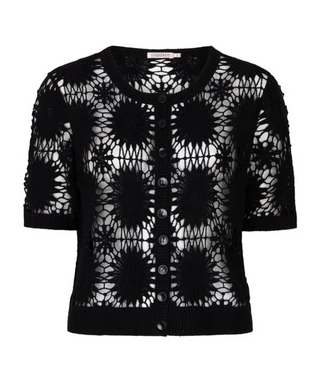 Cardigan Crochet S/Slve - Black
