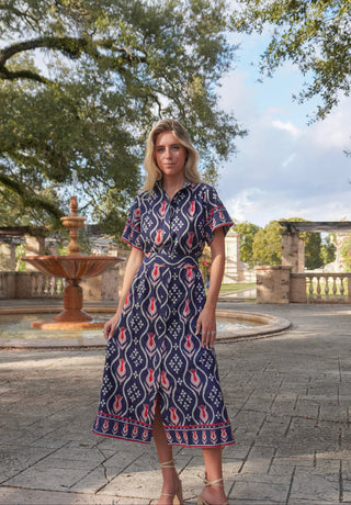 Sydney Shirtdress - Tulip Ikat Navy