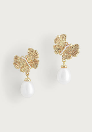 Butterfly with Pearl Drop Earring