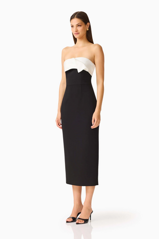 Elysia Satin Contrast Midi Dress