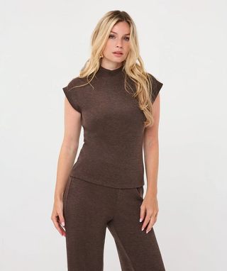 Mock neck sweater slv/lss-cacao