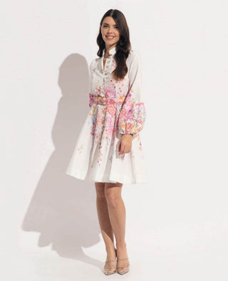 Floral Long Sleeve Assorted Button Dress