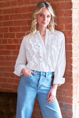Raffaele Ruffle Shirt Vertical Crush