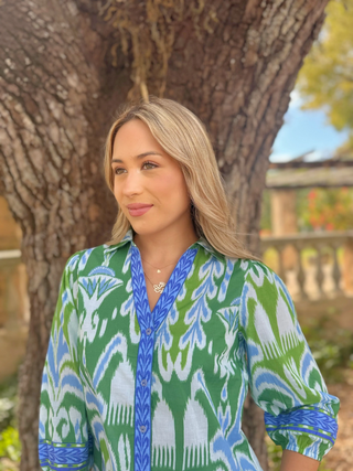 Camille Top IKAT GREEN