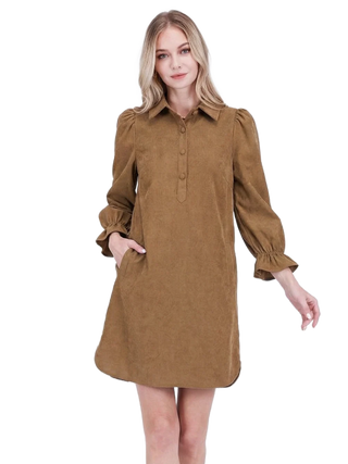 Placket Collar Dress Taupe