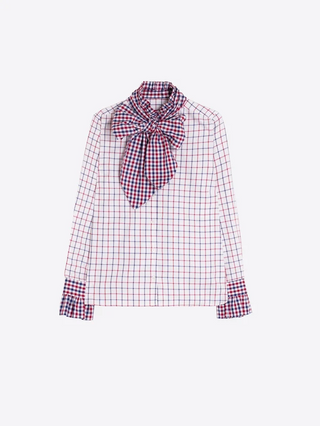 Maxi Bow Plaid Shirt