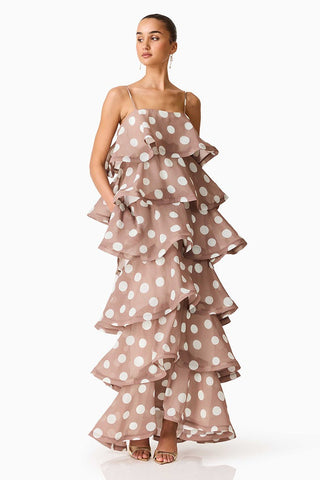 Sola Polkadot Tiered Maxi Dress