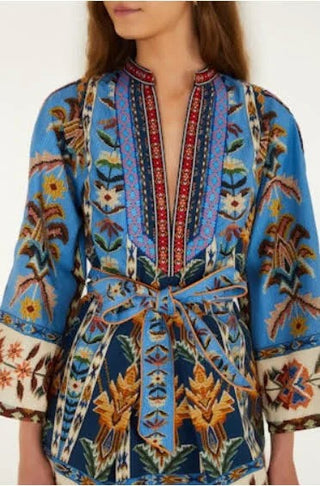 Embroidered Tapestry Blue Mini