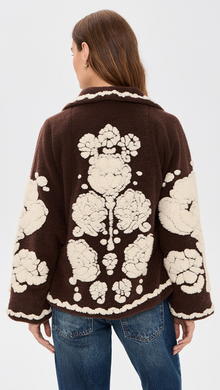 Flowers Brown Coat - S