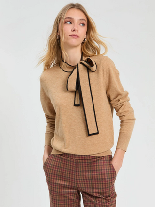 Black and Bow Beige Sweater