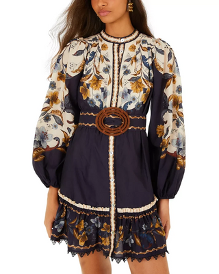 Golden Nature Navy Blue Mini Dress