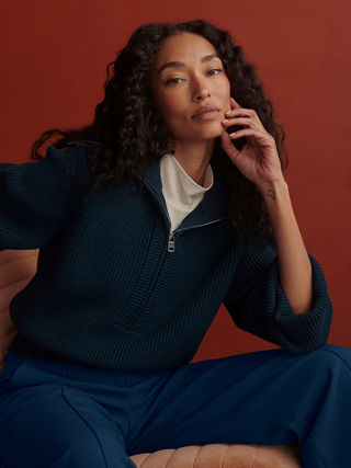 Maura Half Zip Rib Knit