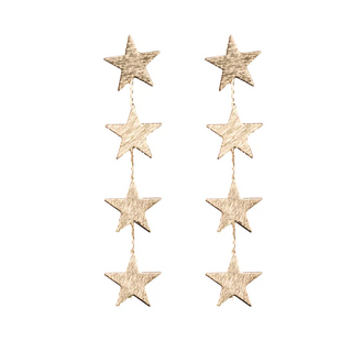 Gold star duster drop statement earrings