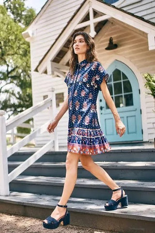 Addison Dress Fall Floral navy