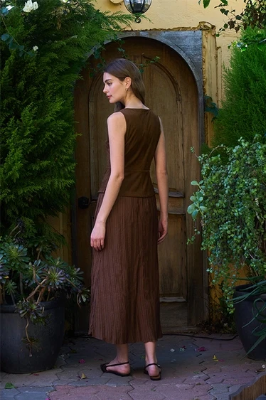 Boat neck mixed media midi dress